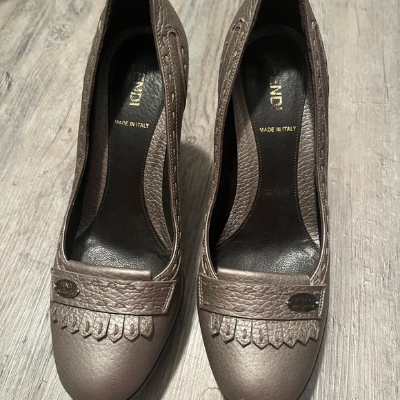 Fendi Metallic Brown Women's Loafers